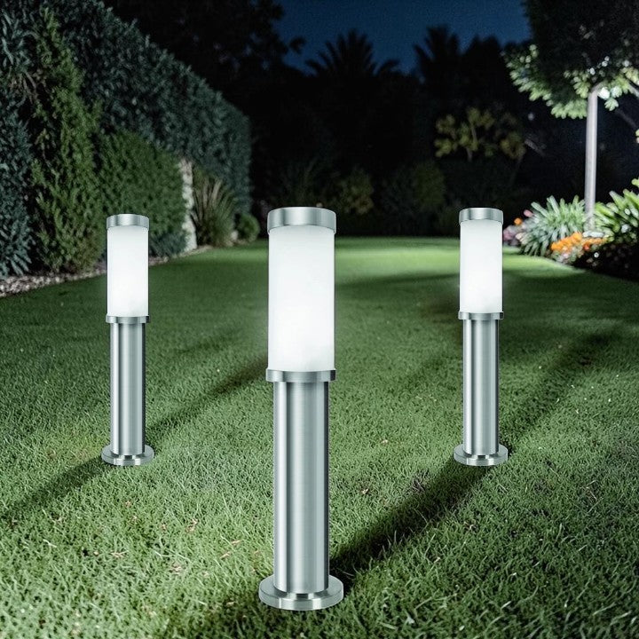 Stainless Steel Path Light, Opal Glass Shade, Garden Lighting