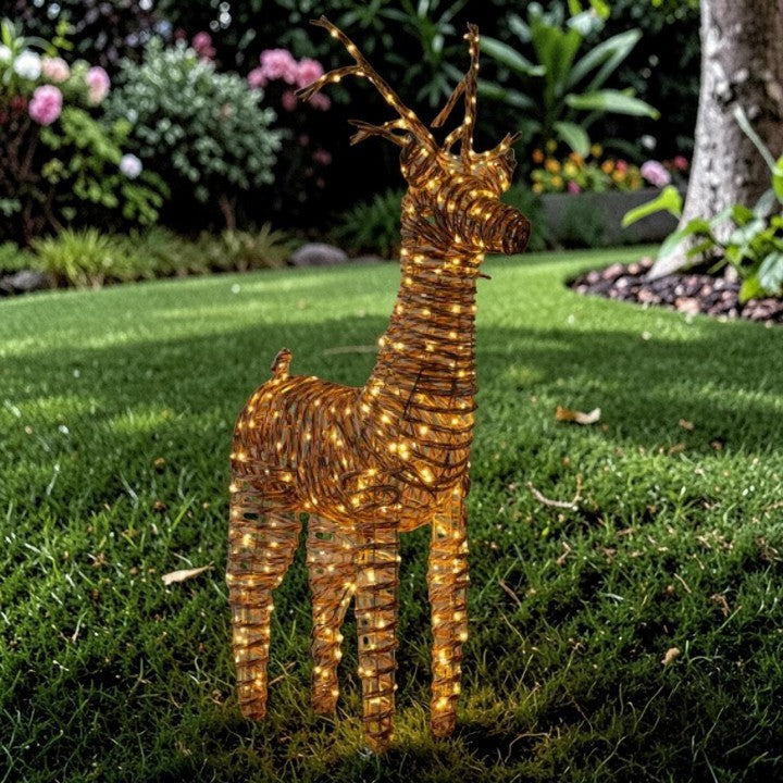 LED Reindeer Light Set Woven Finish, Garden Lighting