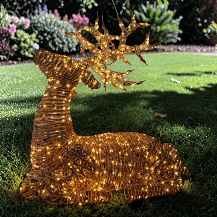 LED Reindeer Light Set Woven Finish, Garden Lighting
